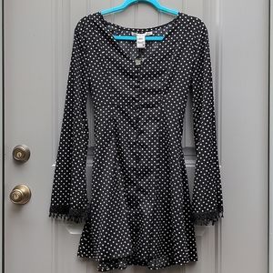 American Rag Black and White Polka Dot V-Neck Dress